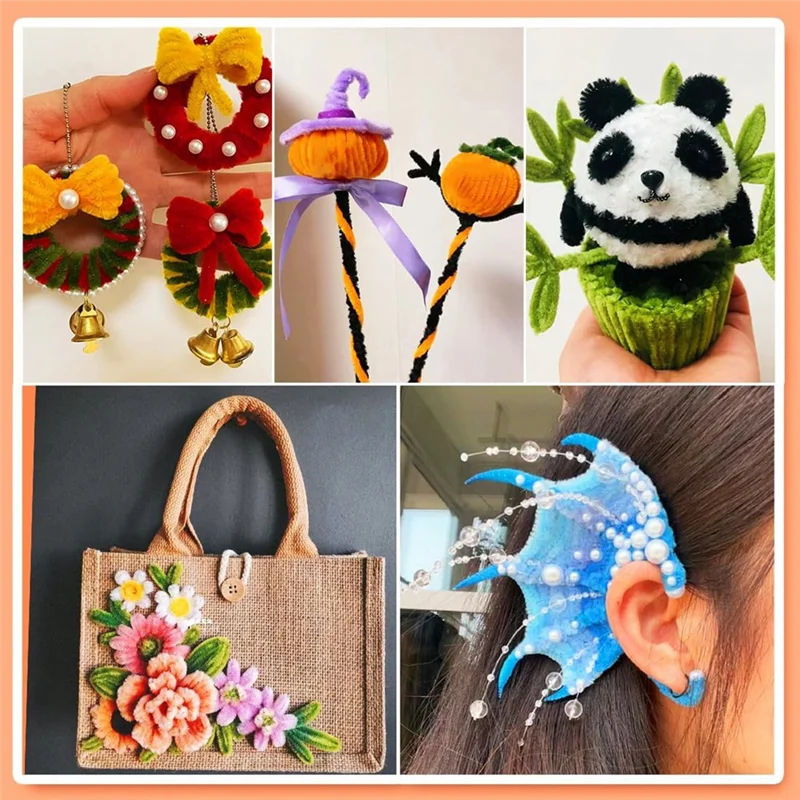 AC62-200Pcs Pipe Cleaners, Pipe Cleaners For Crafts, Craft Supplies Multicolor Chenille Stems For DIY (12Inchx6mm,20Colors)