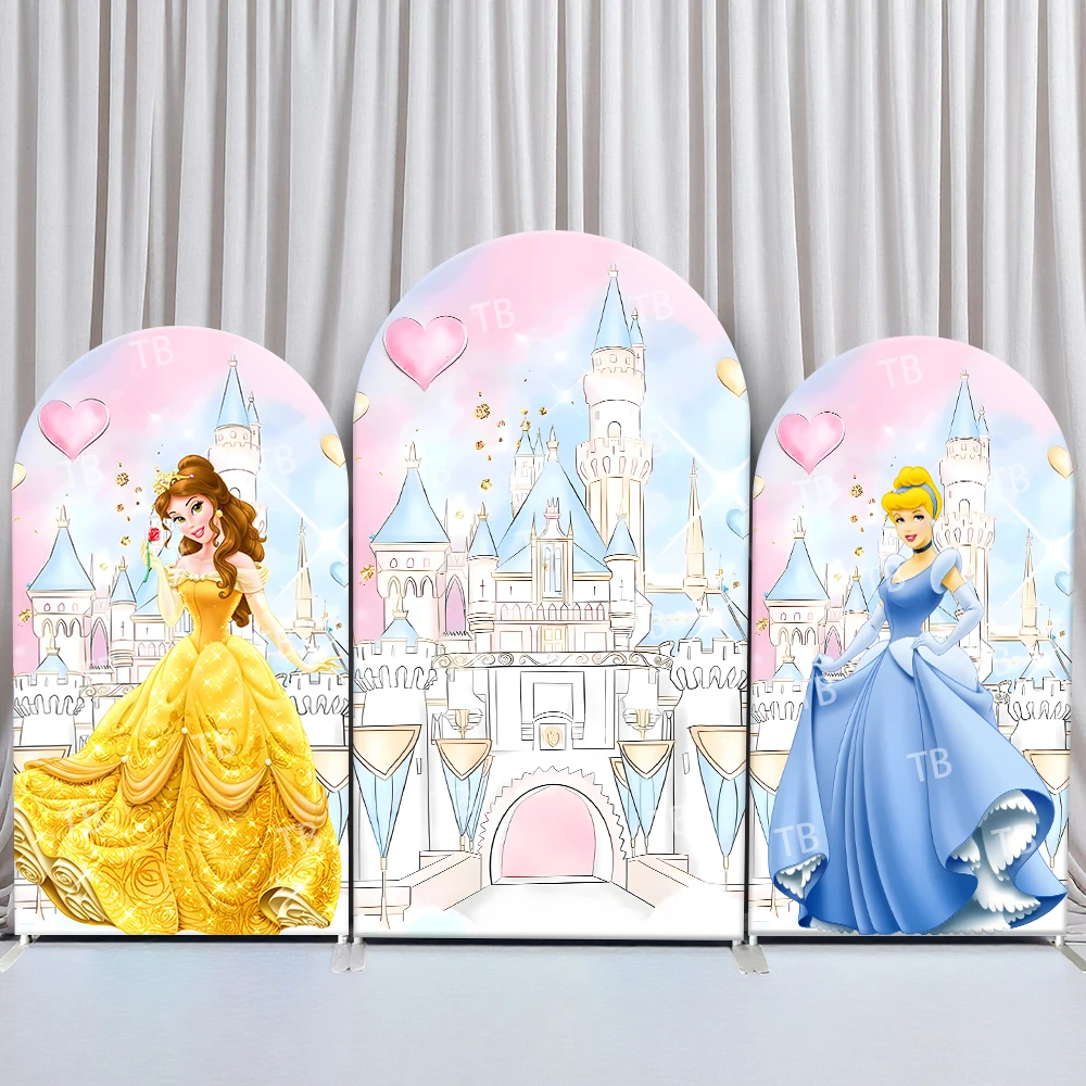 

TB Disney Princess Series Arch Backdrop Cover for Girls Birthday Baby Shower Photo Background Party Decor Props Elastic Fabric