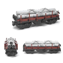 MOC Train Container Heavy Duty Train Railway Wood Transport Car Urban Freight Locomotive  Particle Building Blocks Kid Toys