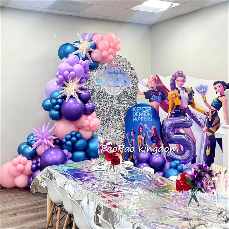 1 ensemble Kpop chasseurs de démons thème guirlande arc ballon joyeux anniversaire fête fournitures enfants bébé douche cadeaux jouets