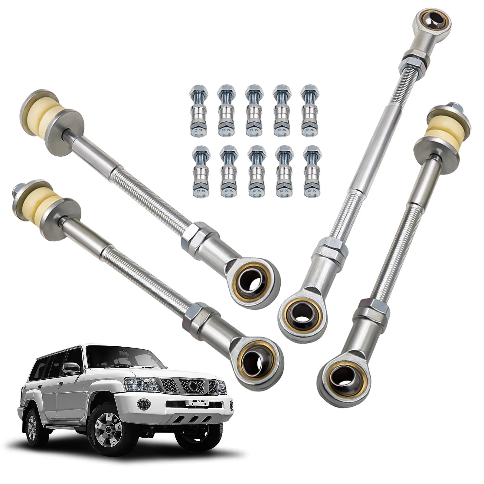 Front & Rear Adjustable Extended Sway Bar Link for Nissan Patrol GU Y61 2-8 lift Front & Rear Adjustable