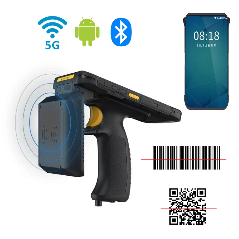 

13.56mhz rugged RFID 4/5G android11.0 pda with barcode scanner 8core qr code data collector terminal handheld reader