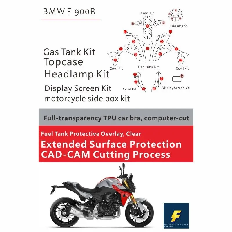 

BMW F900R Motorcycle Paint Protection Film Full Kit - Scratch & Chip Resistant Self-Healing Technology