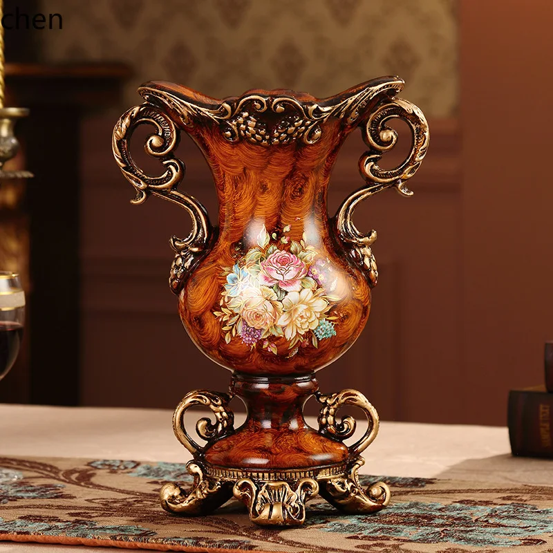 HXL Resin Flower Vase Artificial Flower Arranger Living Room Office Entryway Decorative Ornament