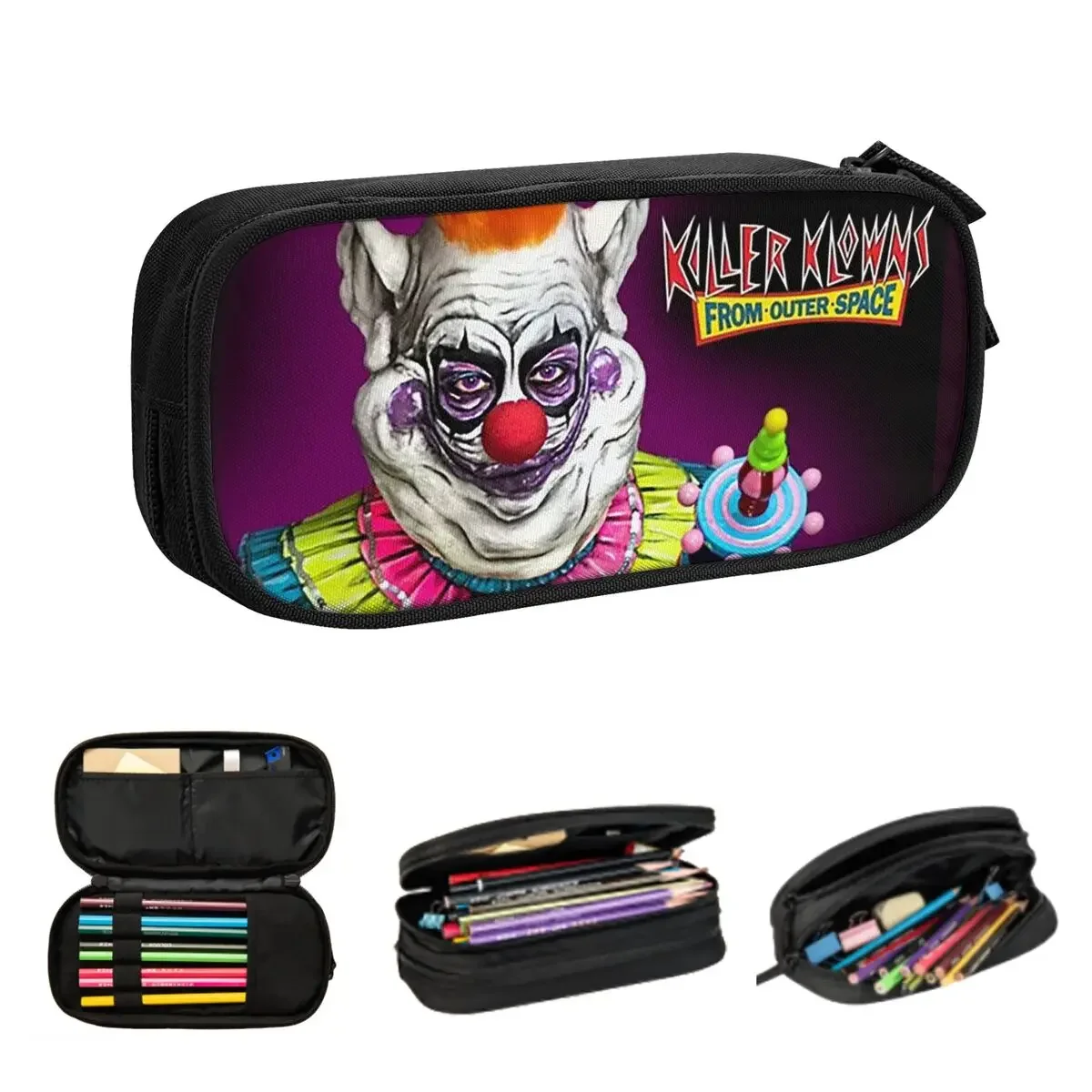 Killer Klowns From Outer Space Pencil Cases Large Storage Pen Bags Pen Box Pencil Pouch For Boys Girls Stationery School Office