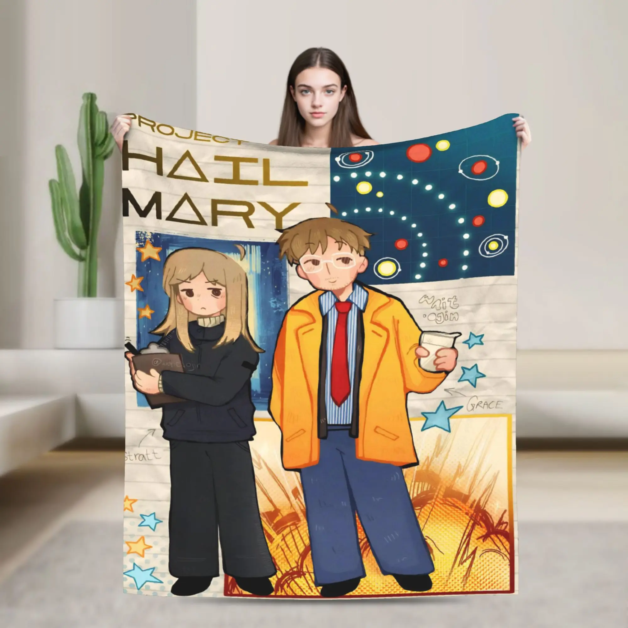 Project Hail Mary Blankets 2026 Sci-Fi Movie Fleece Throw Blanket Bedroom Sofa Portable Lightweight Bedspreads