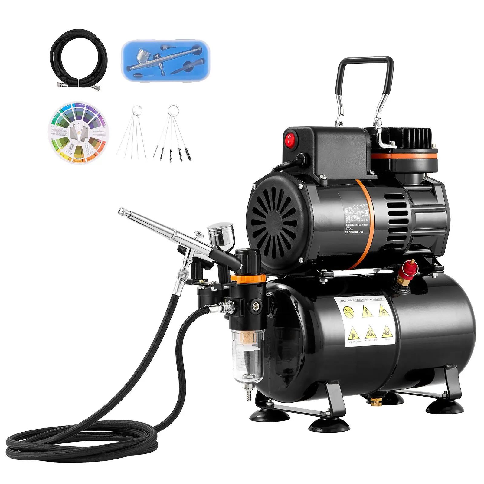 Airbrush Kit, Dual Fan Air Tank Compressor System Kit with 3.5L Air Storage Tank, Air Brush Set with 0.3 Mm Tip Airbrush