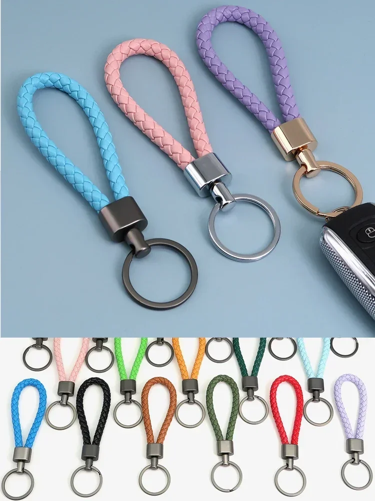 Accessoires de clé de voiture porte-clés tissé en PU cadeau porte-clés en cuir corde en cuir porte-clés