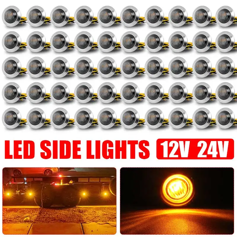 

30/50pcs Smoke LED Side Marker Light Turn Signal Indicator Light Tail Brake Stop Warning Lamp For Truck Trailer Bus Van 12V 24V