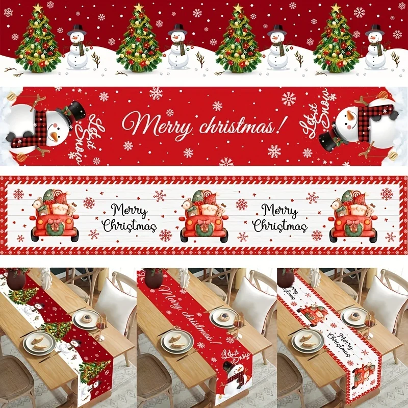 1-Tischläufer, festliches Weihnachts-Schneemann-Design, für Zuhause, Weihnachtsdekoration, Weihnachtsdekoration, Tischdecke, Navidad Noel, Neujahrsgeschenk