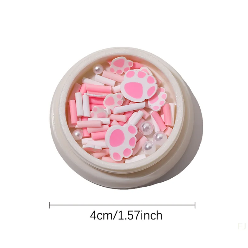 [YU]1 Box Cat Paw Pearl Resin Nail Charms 3D Pearl Nail Rhinestone Decoration DIY Nails For Women Girls
