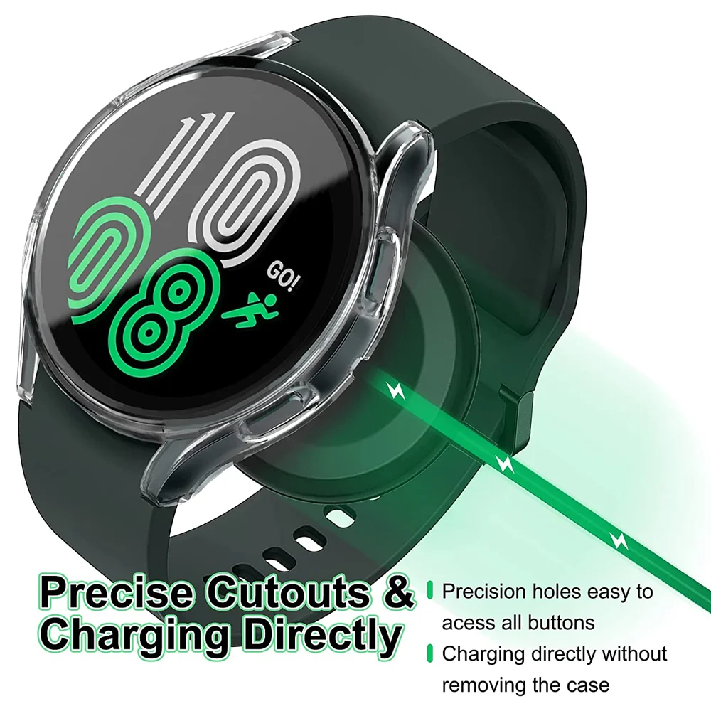 حافظة لهاتف سامسونج جالاكسي ساعة 4 40 مللي متر 44 مللي متر ملحقات واقي شاشة شامل للكمبيوتر الشخصي مضاد للخدش غطاء ممتص للصدمات ساعة جالاكسي 5