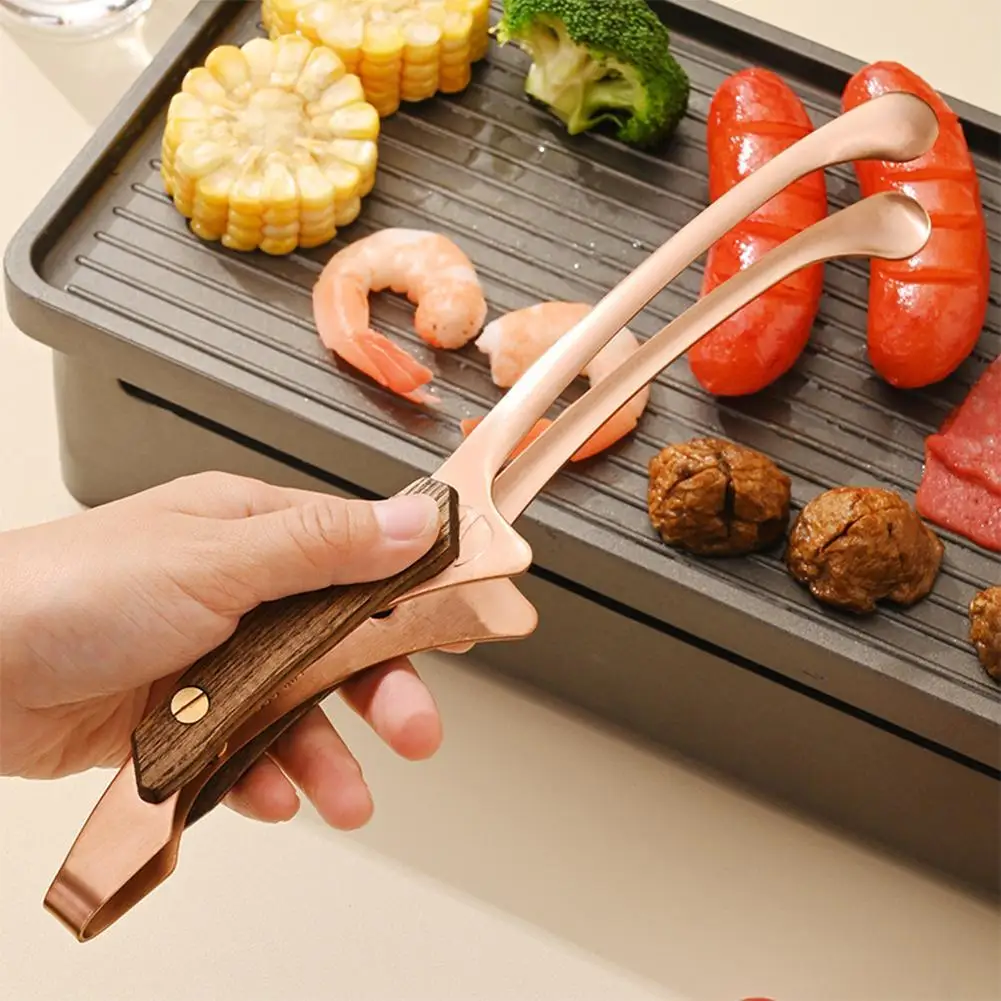 1pcs Stainless Steel Grill Tongs Korean Barbecue Kitchen Tongs Oven Buffet Outdoor Camping BBQ Tongs Cooking Accessories