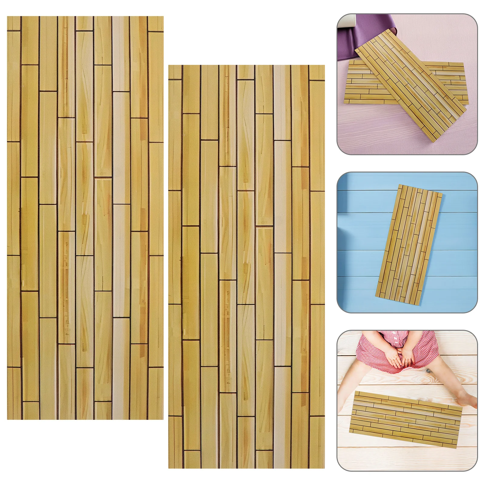

2pcs Mini Wood Flooring For Dollhouse Realistic Wooden Floorboards Diy Miniature Home Decor Craft Material Planks Simulation