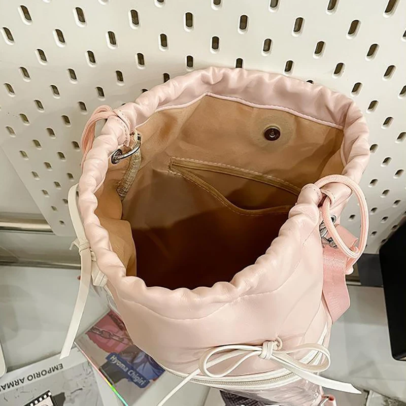 HAEX Y2K Women Ita Bags 2025 Clear Window DIY Anime Badge Card Backpacks Aesthetic Trend Designer PU Bow Crossbody Shoulder Bag