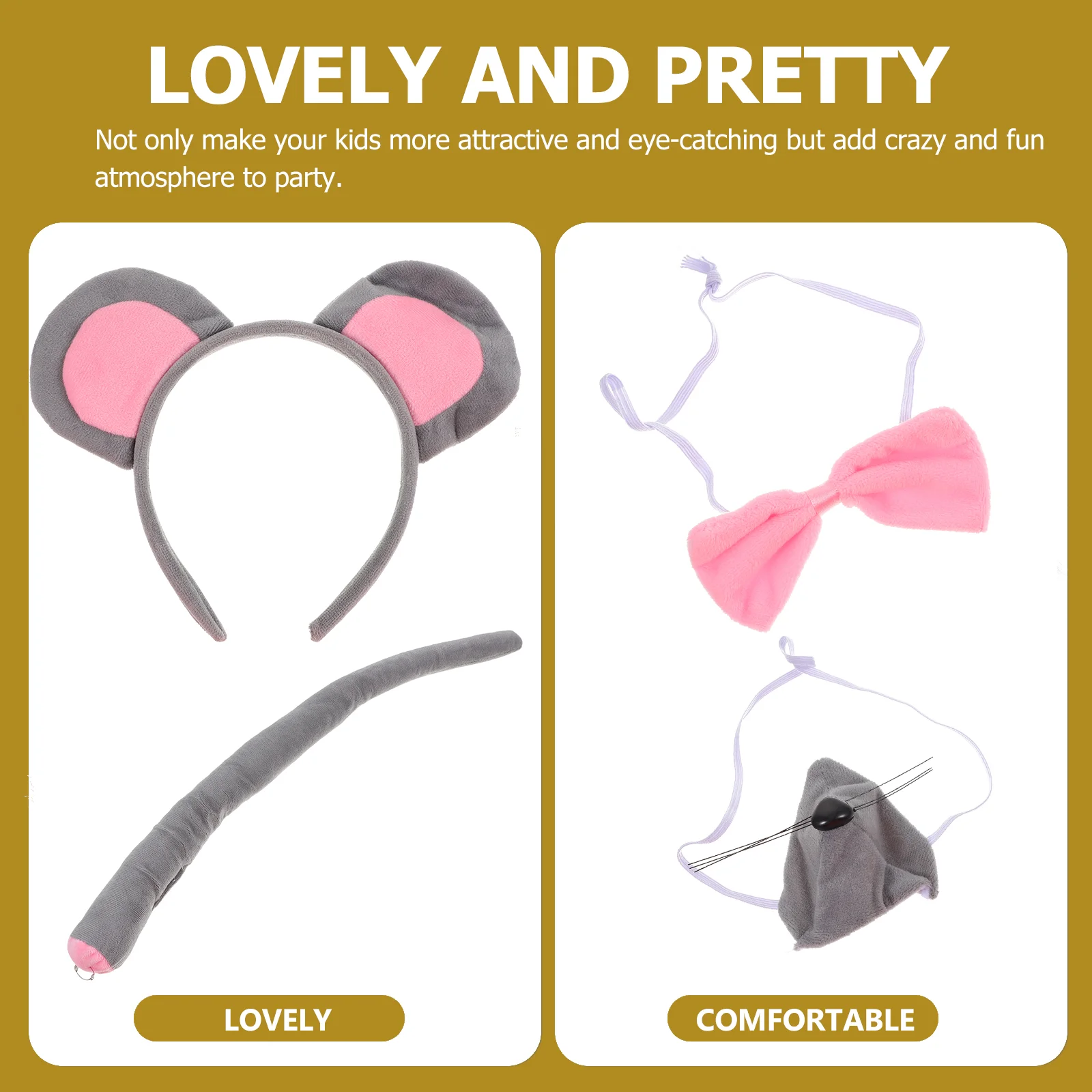 Mouse Costume Kit Ears Headband Cosplay Dress Up Costumes For Boys Decorate Hair Accessories Girls