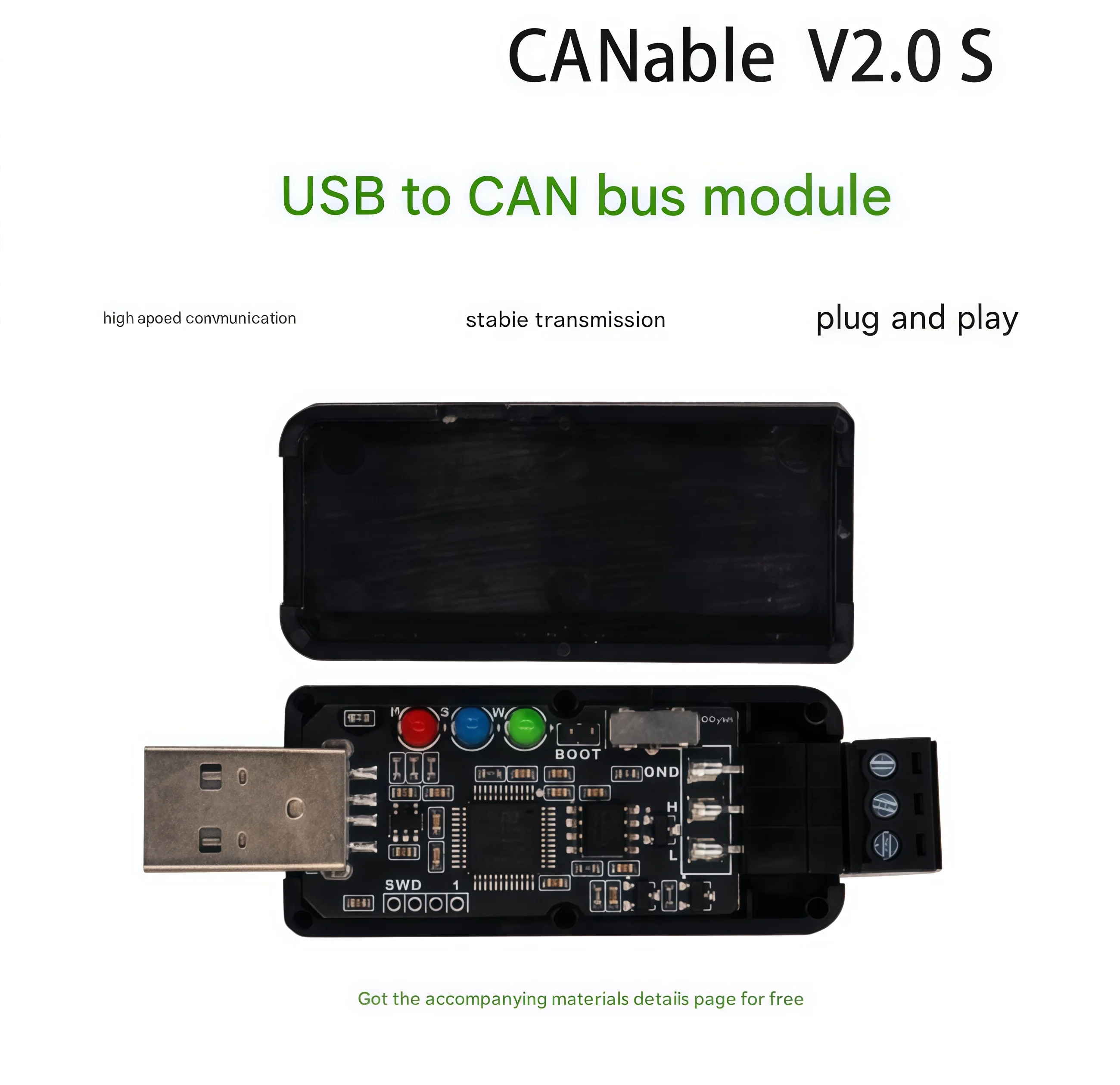 CANable 1.0/2.0 CAN Analyzer USB to CAN Adapter, Brand New Original
