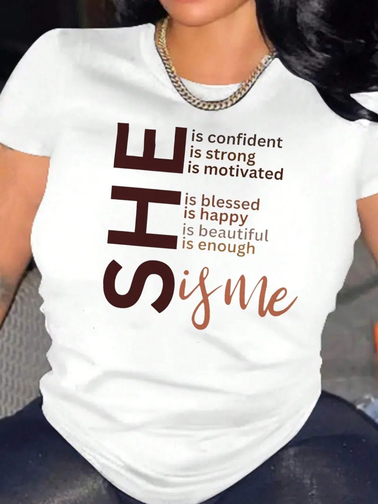 

Letter Print T-shirt, Casual Short Sleeve Crew Neck Top For Spring & Summer, Women's Clothing