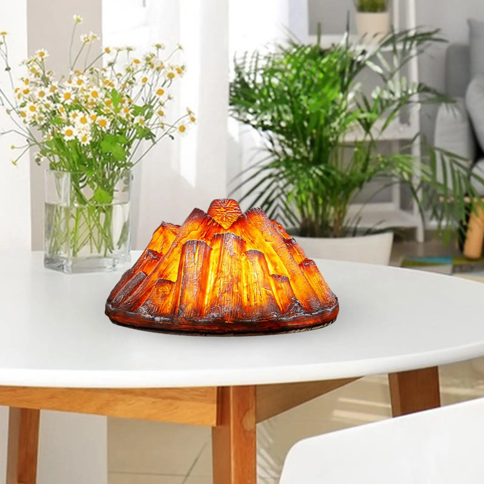 Simulation de lumière de bois de chauffage à la flamme, prise UE, décor de noyau de cheminée pour l'extérieur, 12W