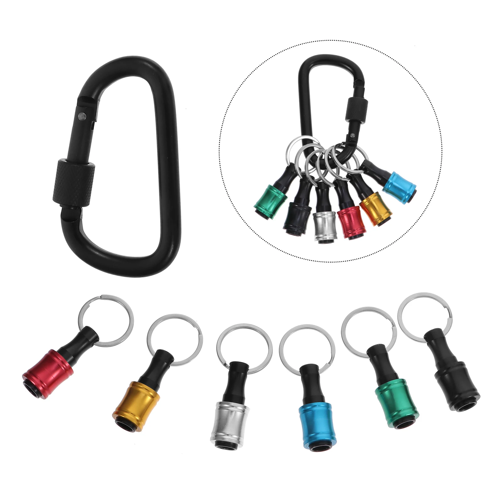 

6 Pcs Magnetic Force Stainless Steel Sleeve Post Carabiner Keychian Holder Socket