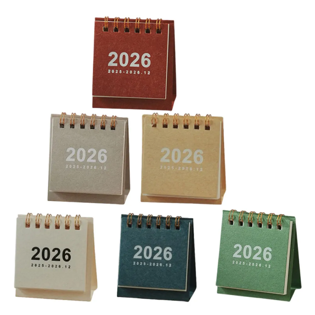 

6Pcs 2026 Tabletop Calendar Mini Desktop Planner Bright Color Options Includes Daily Planning Function Ideal for Office Bedroom