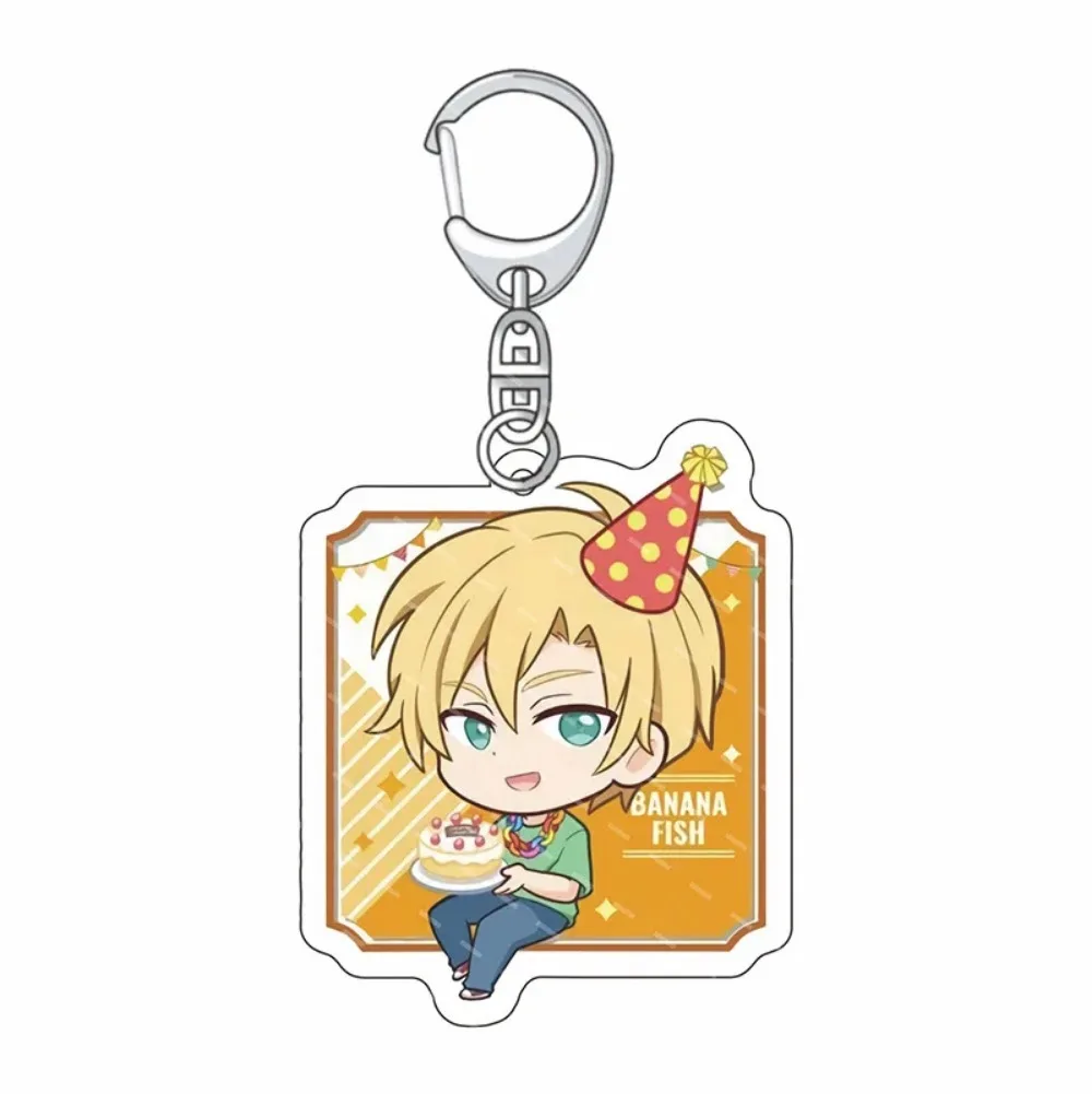 Anime Keychain Ash Lynx Okumura Eiji Cosplay Cartoon Figure Double Sided Acrylic Key Chain Bag Pendant Keyring Gift