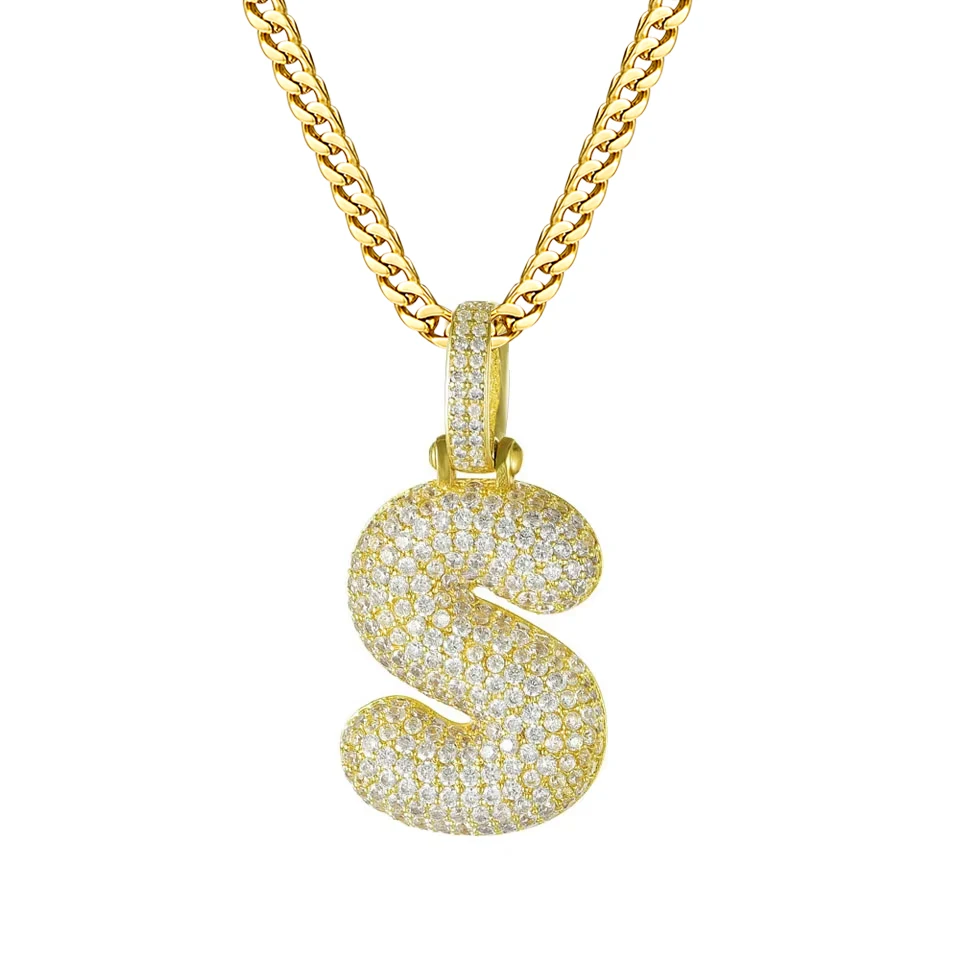 

VANAXIN Iced Out Lucky A-Z Letters Pendant Necklace for Women Men Sparkling Cubic Zirconia Initials Chain Choker Jewelry Gift
