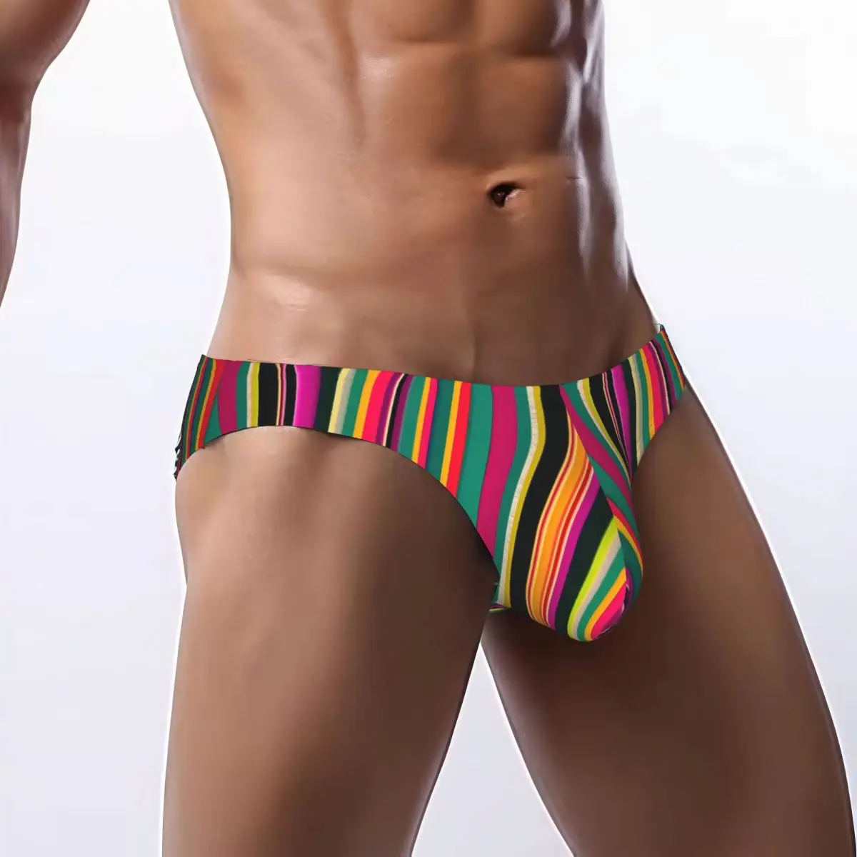 Men's Sexy Briefs Breathable Bikini Rainbow Men Underpants Low Cut Man Underwear Panties
