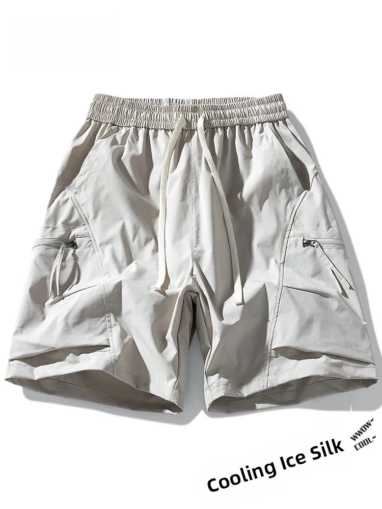 

TUCANO Men's Summer Thin Straight Leg Workwear orts Loose Wide Leg Five-Point Casual Pants Breathable Comfortable Polyester...