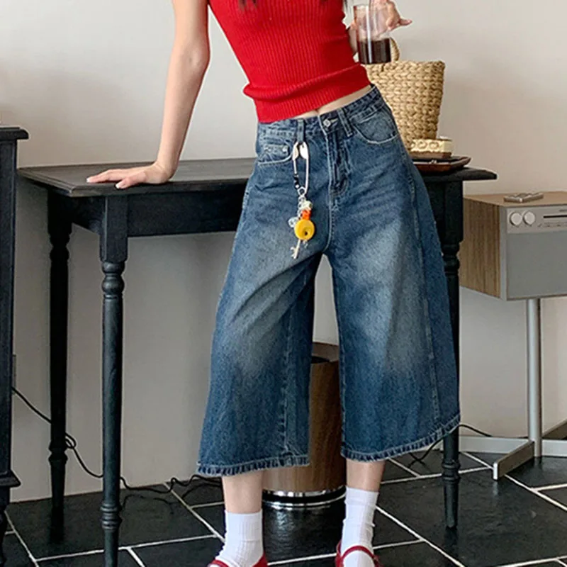 

Women Jeans 2025 New Summer Retro High-Waisted Straight-Leg Pants With Trendy High Street Casual Loose Denim Wide-Leg Pants H412