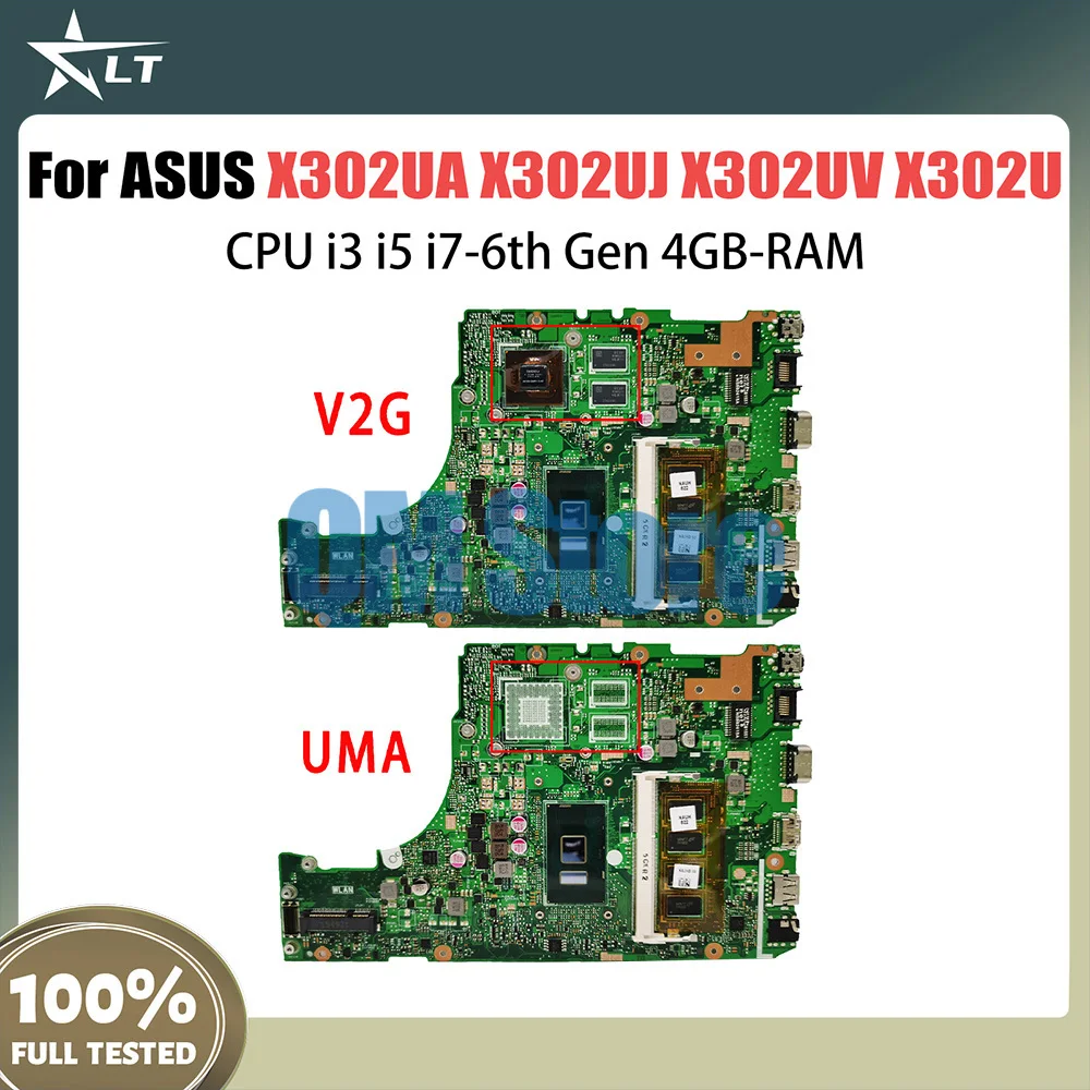 X302UJ Laptop Motherboard For ASUS X302UA X302UV X302U Mainboard with CPU i3 i5 i7-6th Gen 4GB-RAM GT920M-V2G GPU