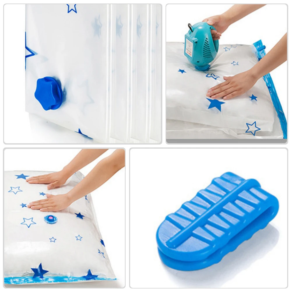 

4 Pcs Vacuum Compression Bags Clothes Storage Foldable Sealed Travel Space Saver Bedding Container PA PE Material Home Bedroom
