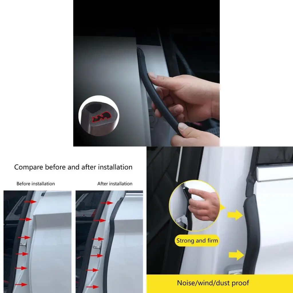 

Car Door Seal Strip 1.6/1.8/2M Auto Rubber Sealant Noise Insulation Anti Dust