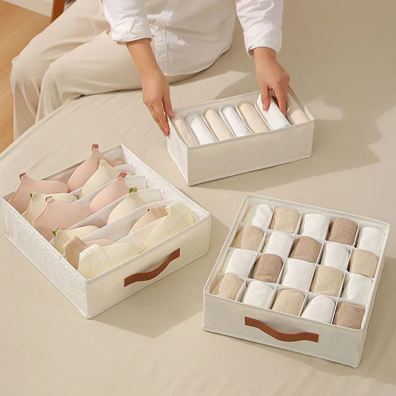 Multi-Compartment Drawer-Style Underwear & Socks Organizer - Dustproof & Foldable Wardrobe Storage Box for Bedroom/Dormitory