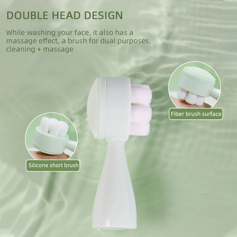 Brainbow Face Wash Brush Double-sided Manual Massage Cleanser Deep Pore Cleaning Silicone Soft Face Washing Tools