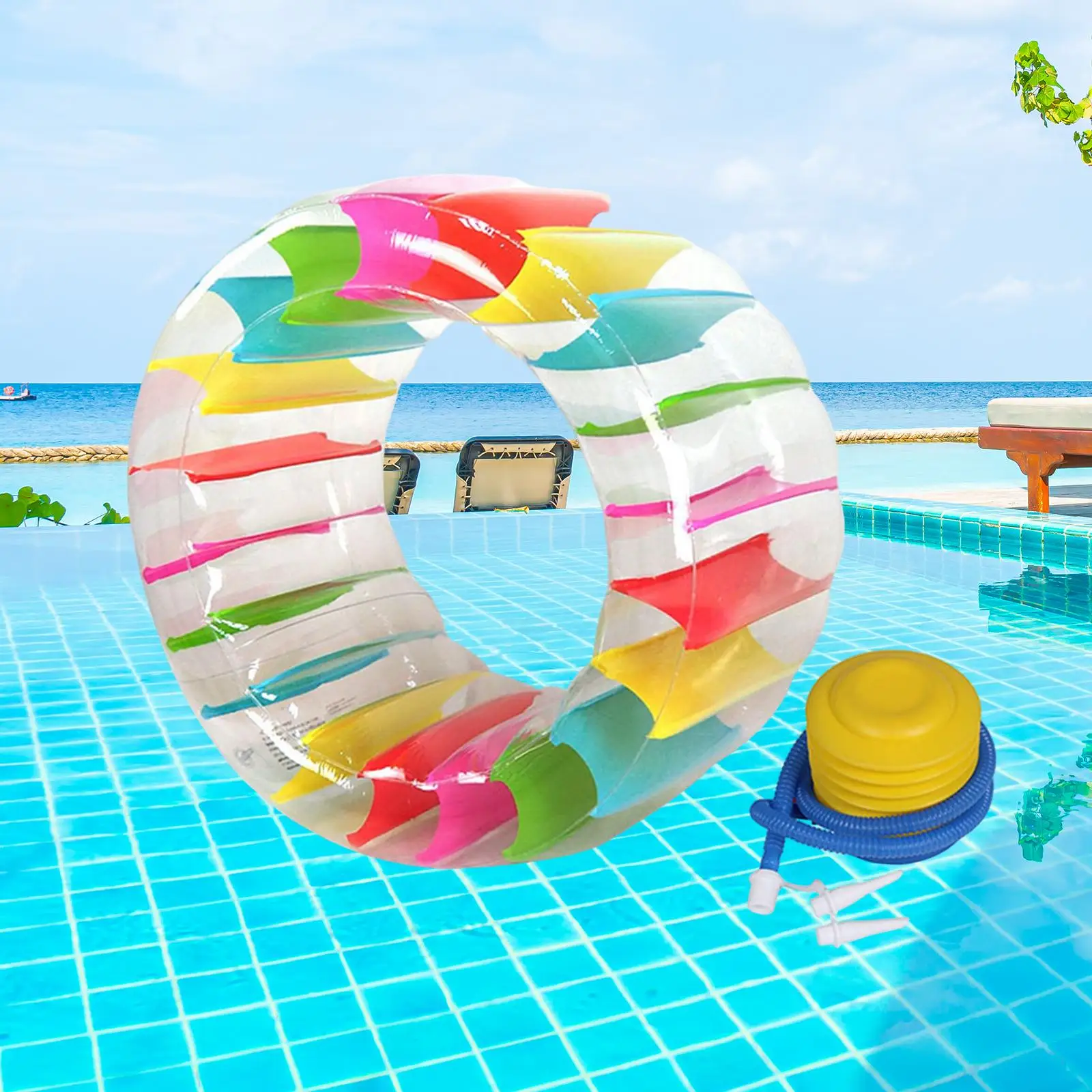 Inflatable Water Wheel Giant Swimming Pool Float Water Float Inflatable Water Roller for Lawn River Grass Playing Backyard Yard image 4