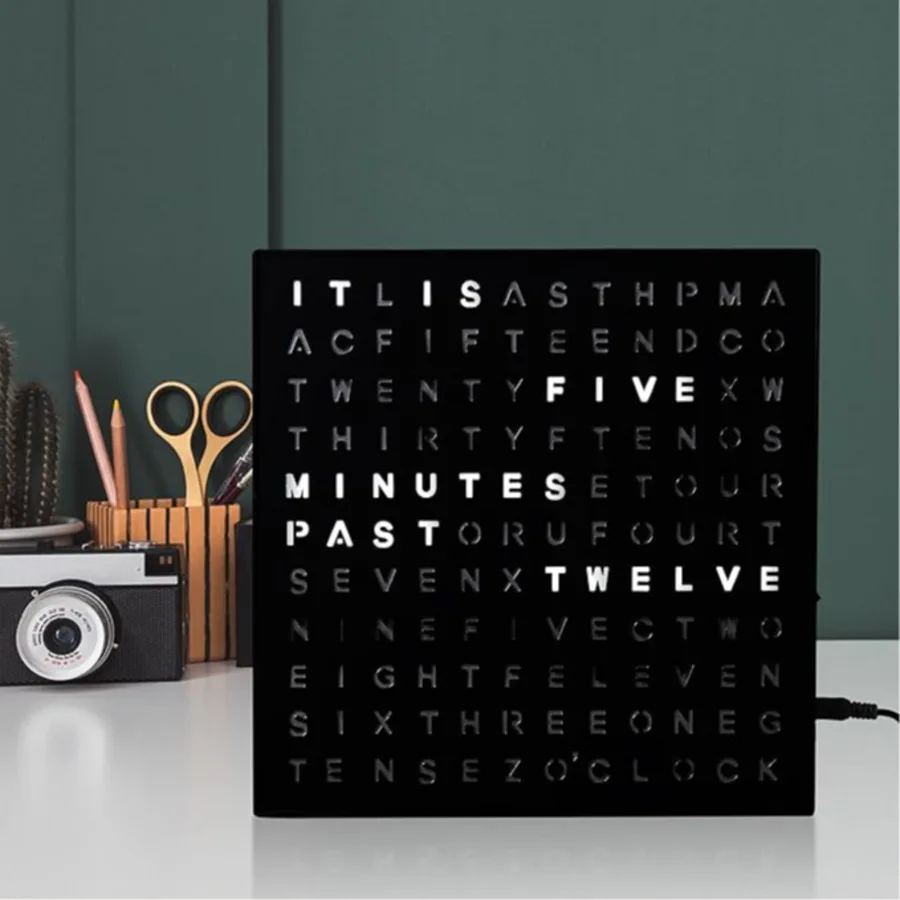 Fashion Creative Desktop Ornament English Display Reading Time Table Office Learning Reading Time LED Alphabet Wall Clock