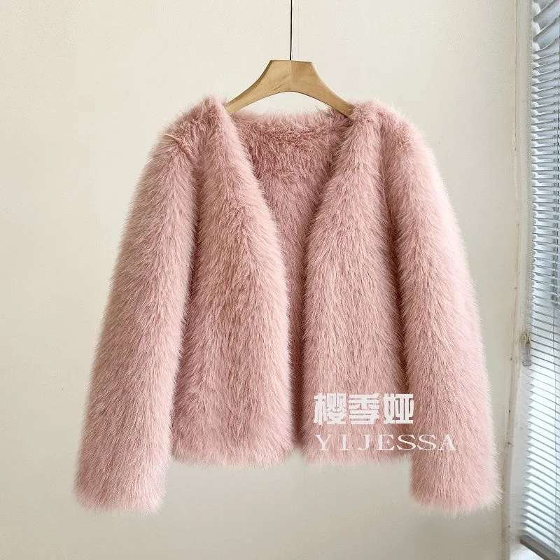 2024 Winter Female New Short Haining Double sided Fur Coat, Women\'s Classic, Versatile, Comfortable, Warm Fur Integrated Coat