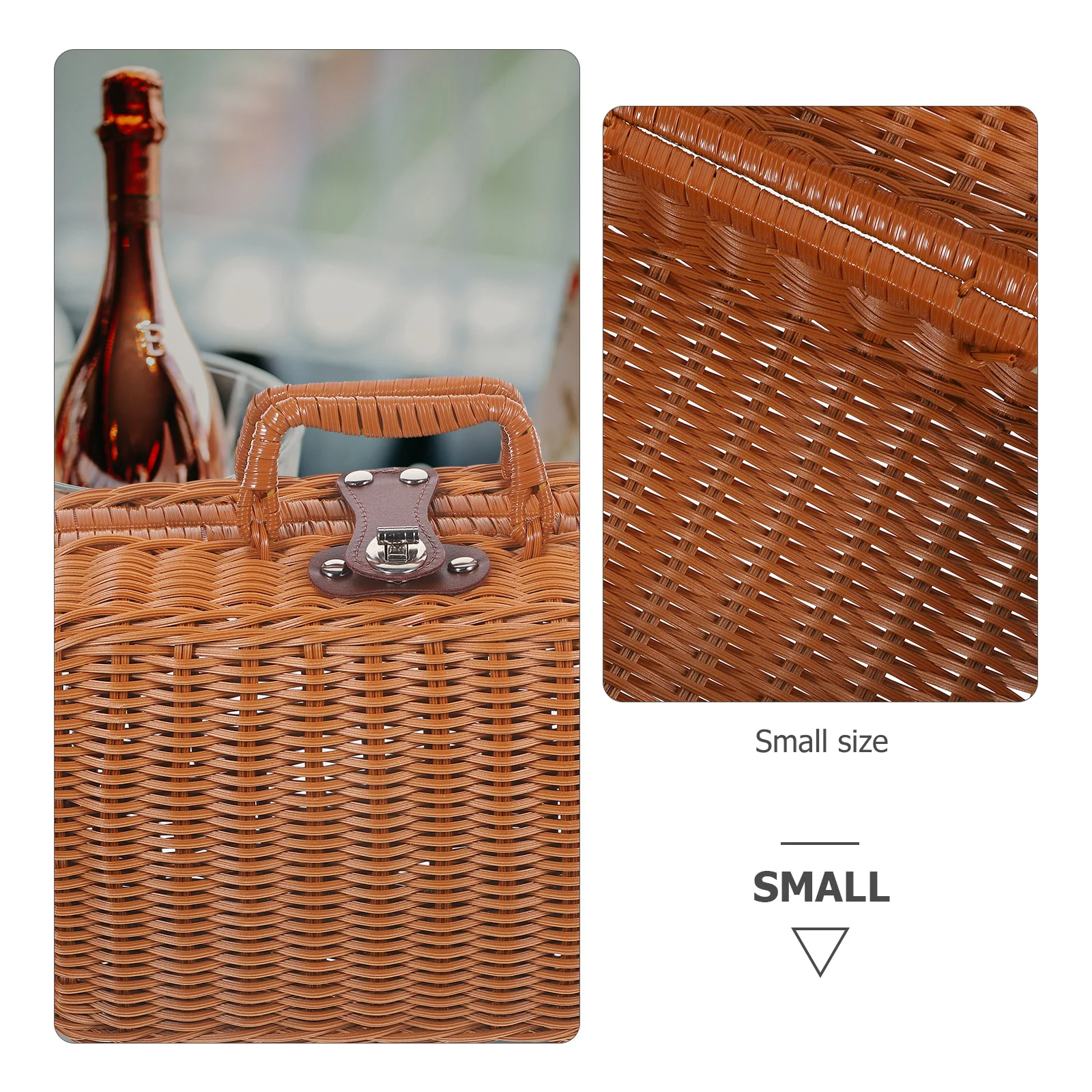 Imitation Rattan Suitcase Picnic Basket Wicker Hamper Travel Woven Storage Decor Container Simulated Handwoven