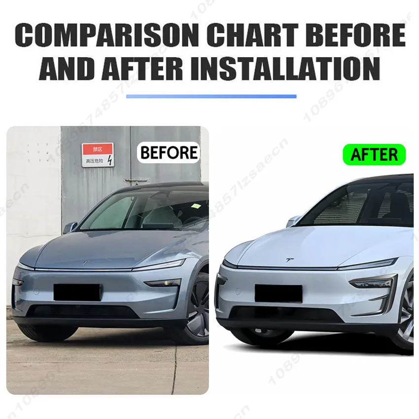 Fog Light Frame Spoiler For Tesla Model Y Juniper 2025-2026 Front Bumper Fog Light Splitter Trim Cover Diffuser Body Kit Black