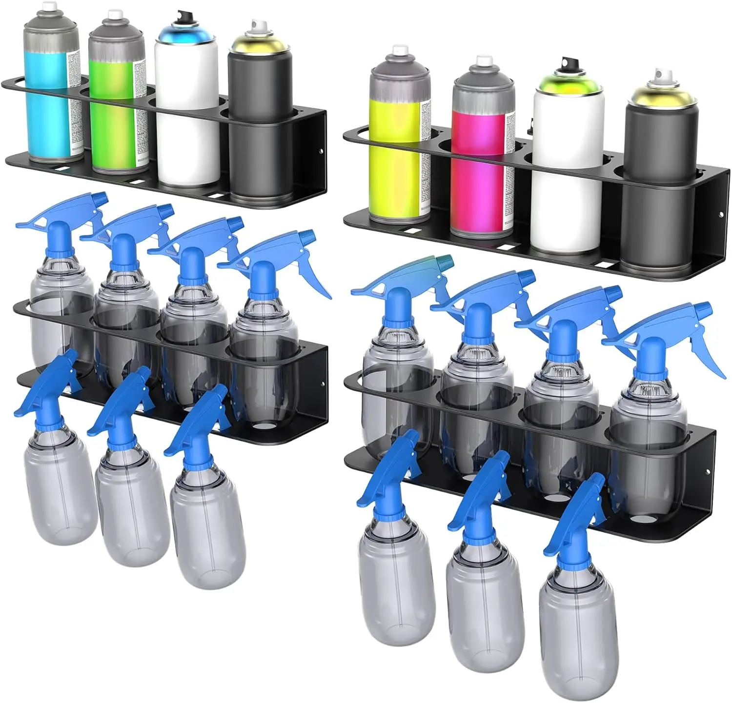 

Metal Spray Bottle Holder, Wall Mount Rack for Garage Workshop, Paint Can Storage, Pack of 4