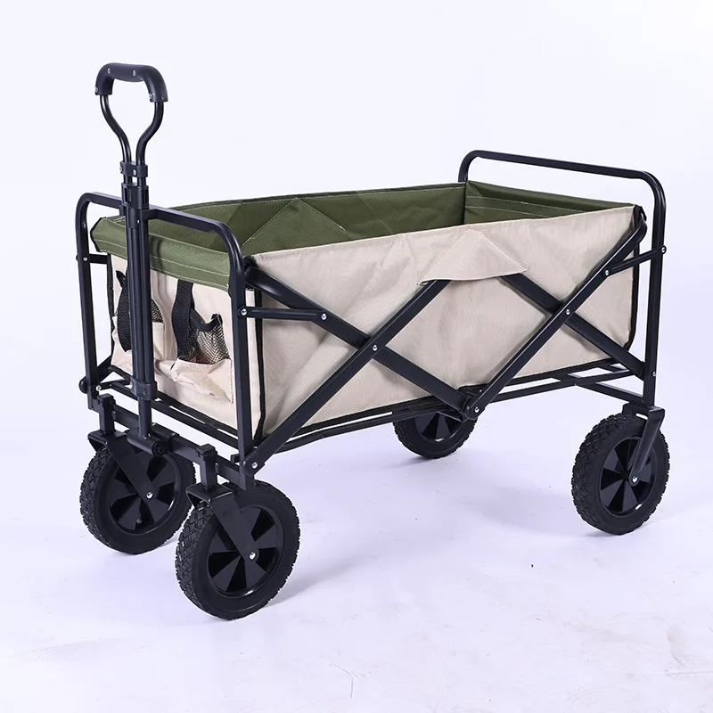 Trending Camping Folding Cart Wagon Adjustable Fishing Hauling Outdoor Beach Trolley Hand Cart Folding Cart Camping Cart
