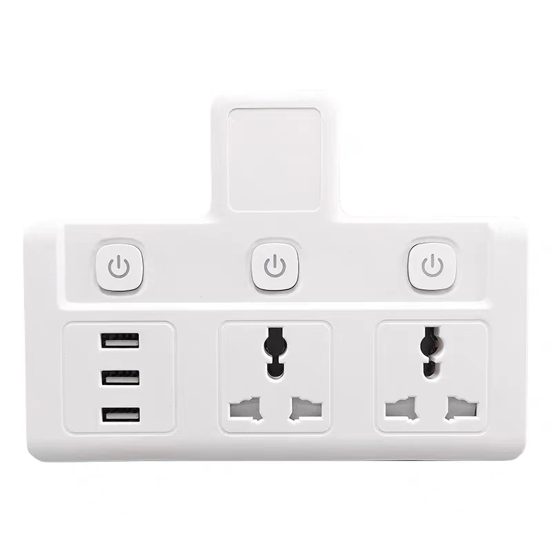 3 Way Universal Power Strip Adapter Converter Extension Socket Panel Travel Converter With 3 USB Port