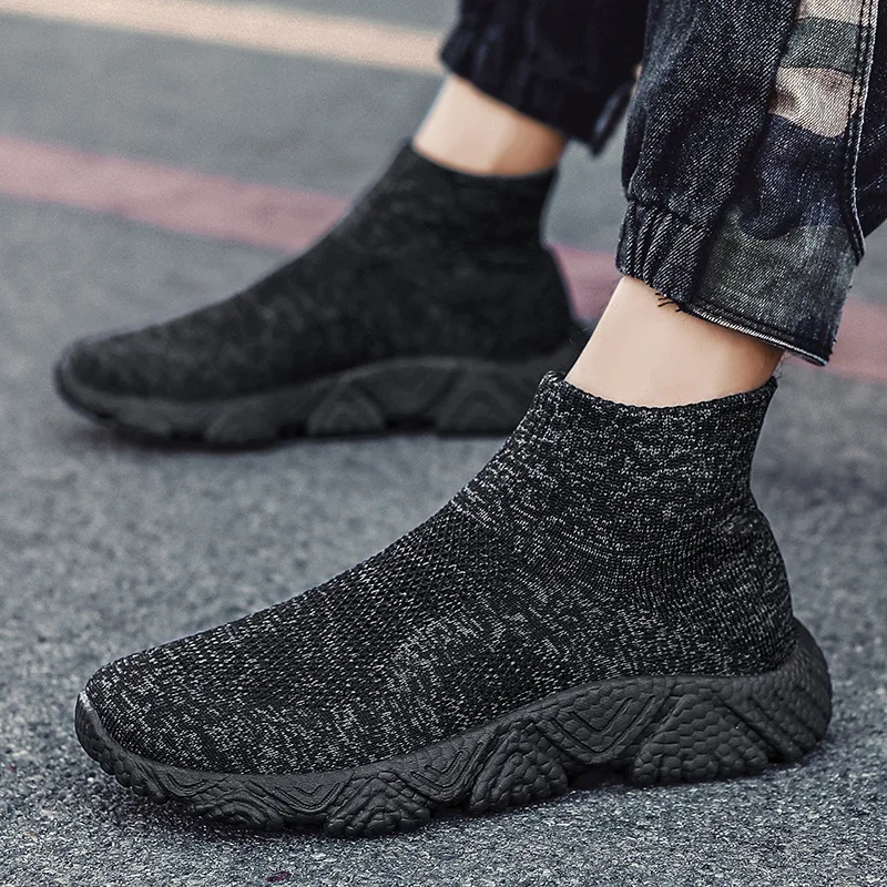 

Autumn Slip-On Men & Boys Sock Shoes Fashion Breathable Sneakers Sports Casual Size 39-46