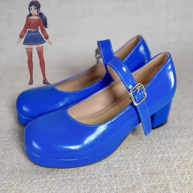 

MiSide Crazy Mita Cosplay Game Cosplay Shoes RolePlay Women Primary Yandere Halloween Creepy Mita Blue Shoes Heel 5cm Customized