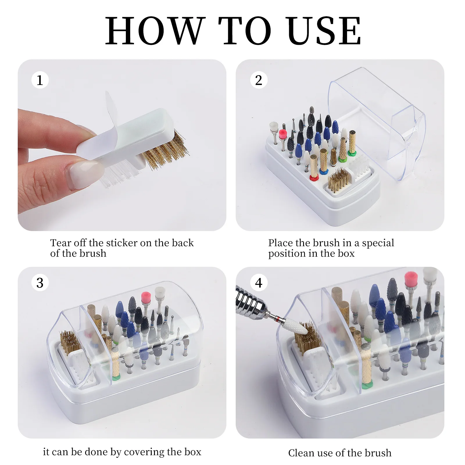 30 Slots Nail Drill Bits Organizer Box Acrylic Dustproof Portable Empty Storage for Salon Nail Art Supplies view 5