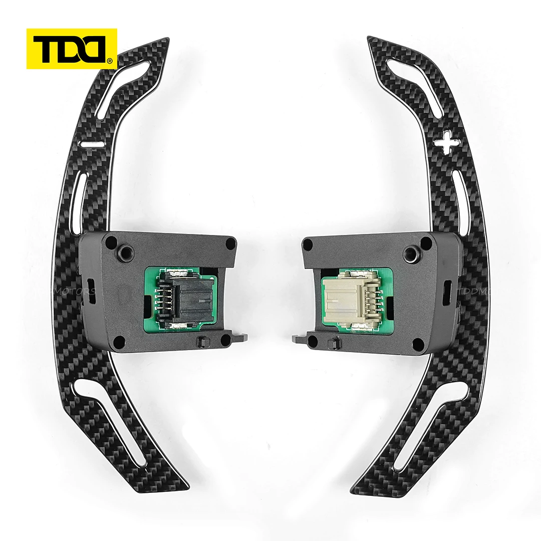 TDD Glossy Carbon Fiber  Magnetic Steering Wheel Paddle Shifters For Mustang GT Shelby Magnetic Attraction Function