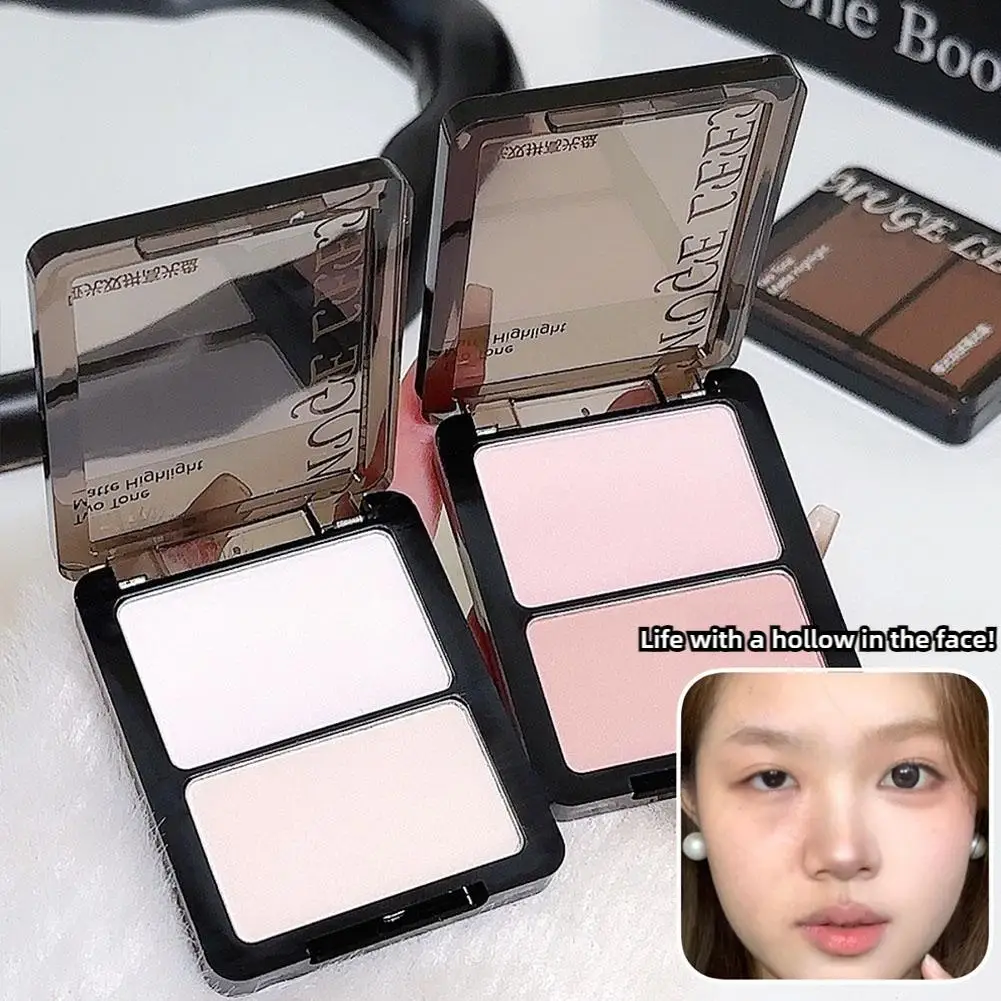 بودرة أحمر خدود عالي اللمعان غير لامعة لظلال الأنف، لوحة ألوان مدمجة بلونين، بودرة أحمر خدود لامعة للوجه #2