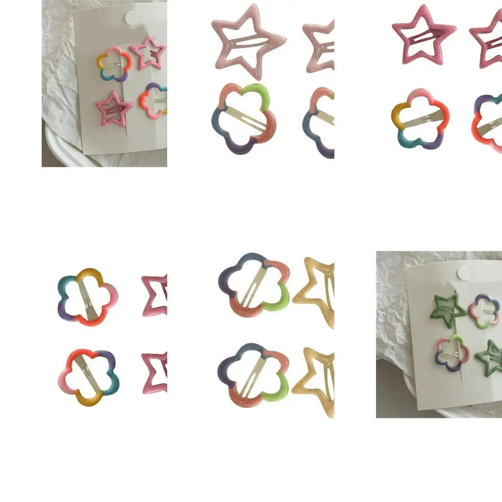 

652F 4PCS Girl Hair Clip Harajuku Flower Hairpin Women Casual Hairclip Party Side Pin