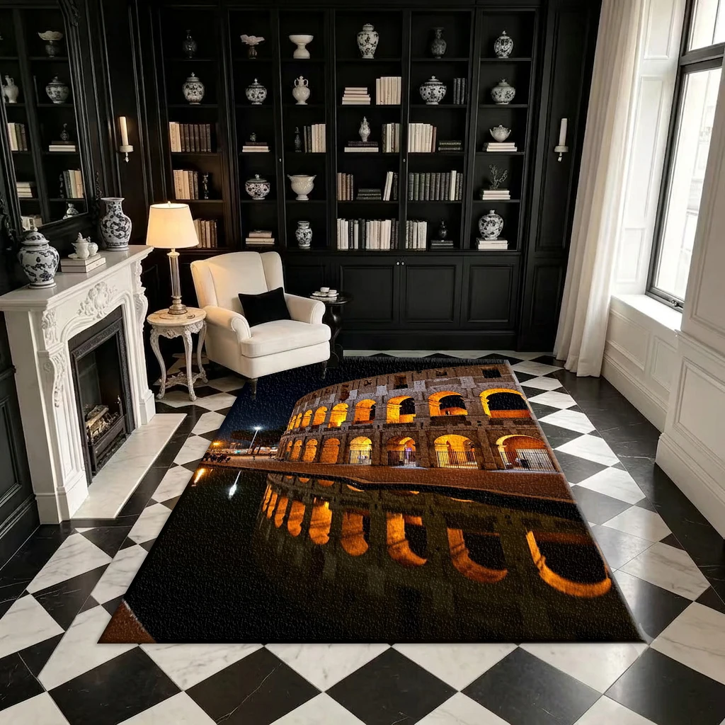 Ancient Roman Architecture Printed Carpet Flooring Historical Architecture Art Carpet for Home Decoration